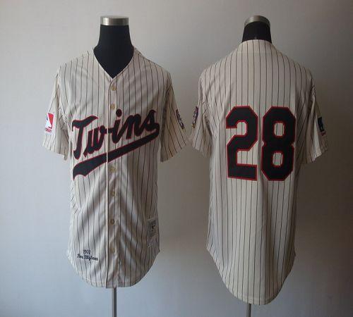 Mitchell And Ness 1970 Twins #28 Bert Blyleven Cream Stitched Throwback MLB Jersey - Click Image to Close